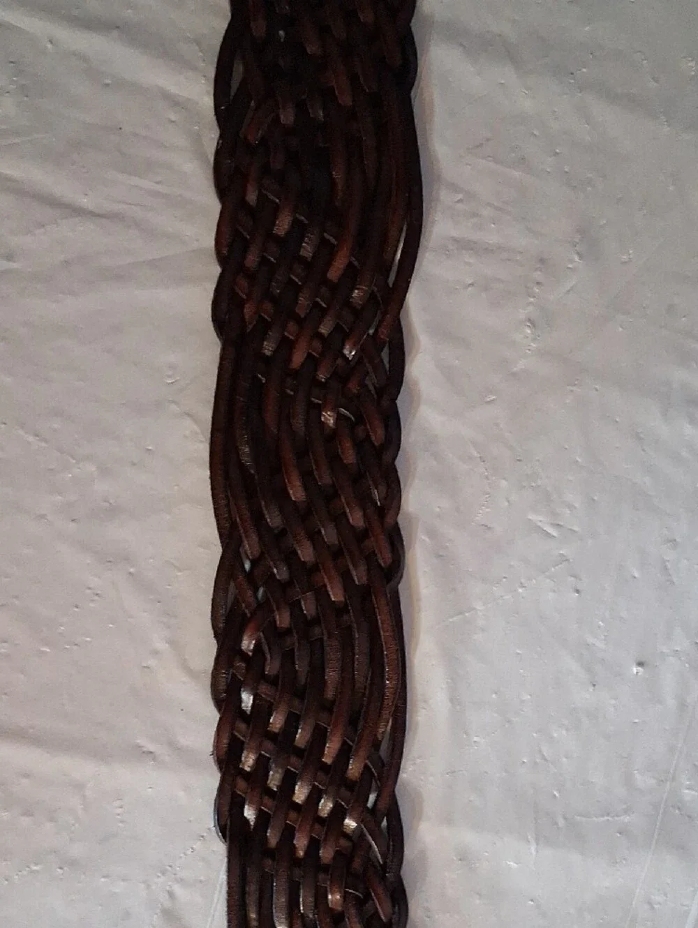 Fossil Woven Brown Leather Belt with Brass Ring Buckle